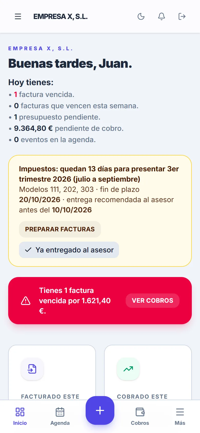 La pantalla de inicio en el móvil