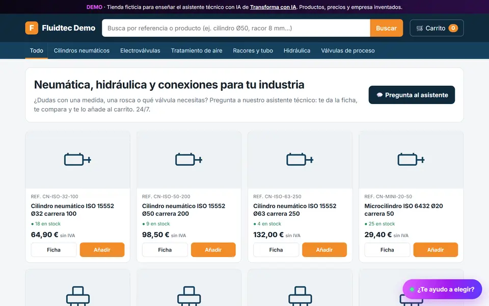 Asistente técnico: captura del programa con datos ficticios